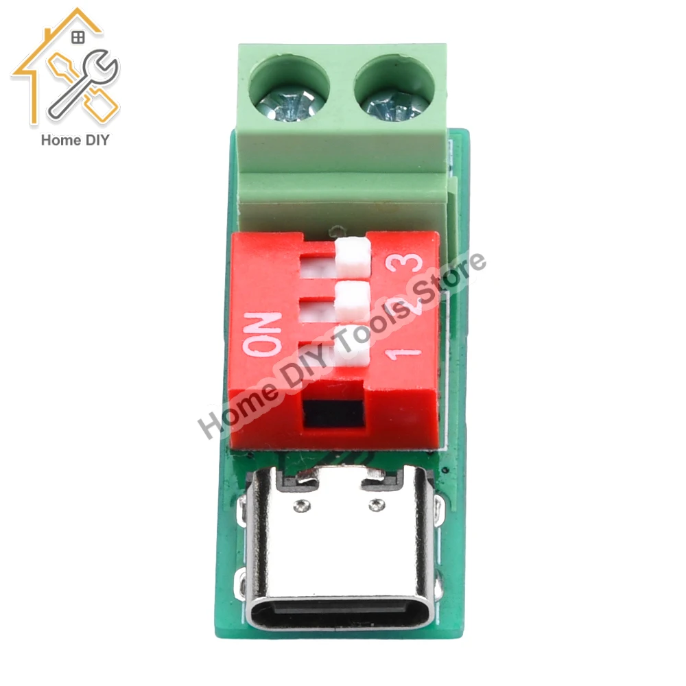 

Type-C PD QC Триггер DC 5V-20V Модуль питания с регулируемым напряжением Регулировка напряжения Циферблат Модуль приманки для быстрой зарядки