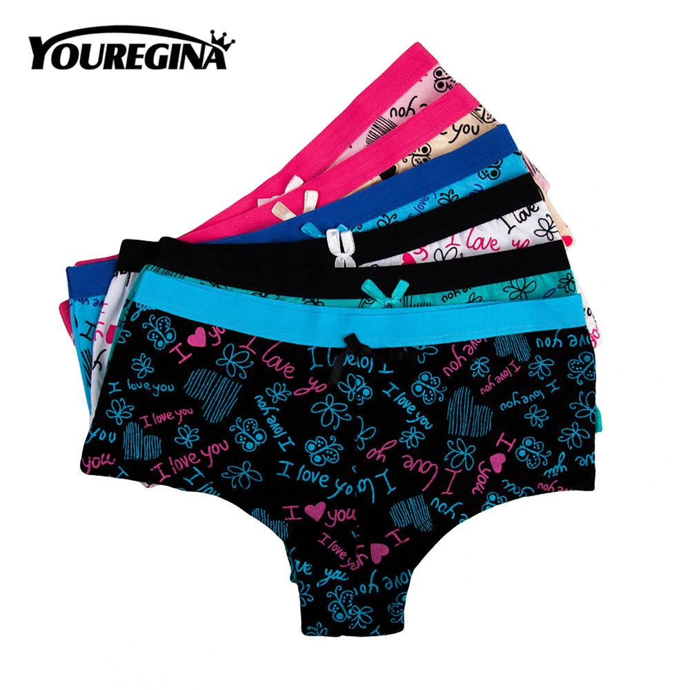 Boxers de algodón mujer, ropa interior de retazos, sexis para mujer, pantalones cortos con estampado de letras, 6 unids/lote, M L XL, verde y negro blanco|Bragas para mujer| - AliExpress