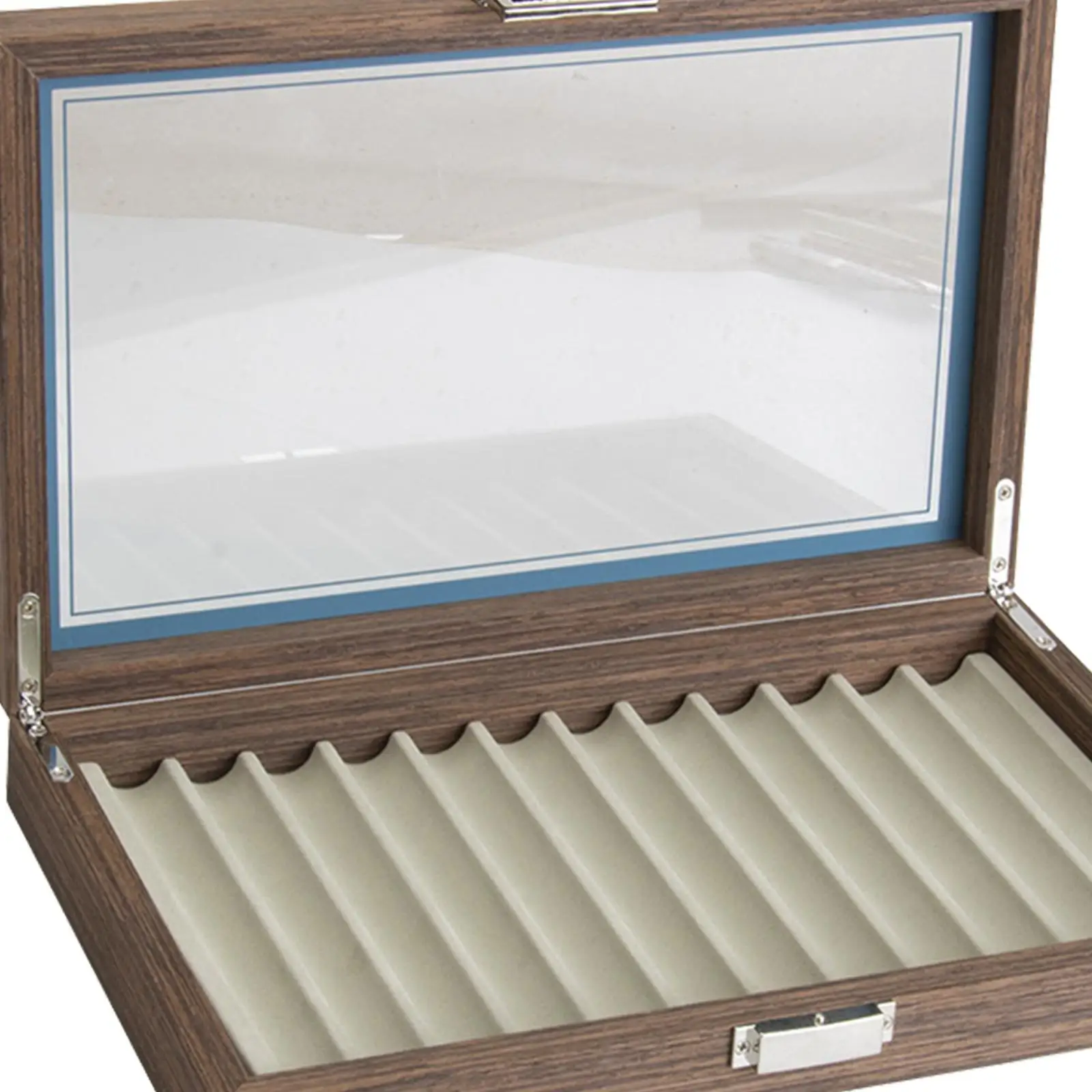 Wooden Pen Storage Case 12 Pens Capacity Practical Pen Collection Case Organizer 12 Slot with Glass Window for School Shop Home 4