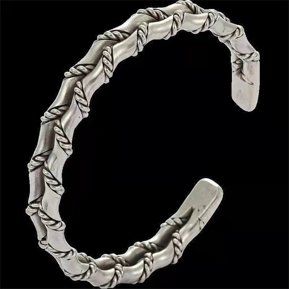 Retro Alloy Double Layer Bracelet Simple Men's Imitation Braided Shape Adjustable Cuff Bracelet Fashion Jewelry 3