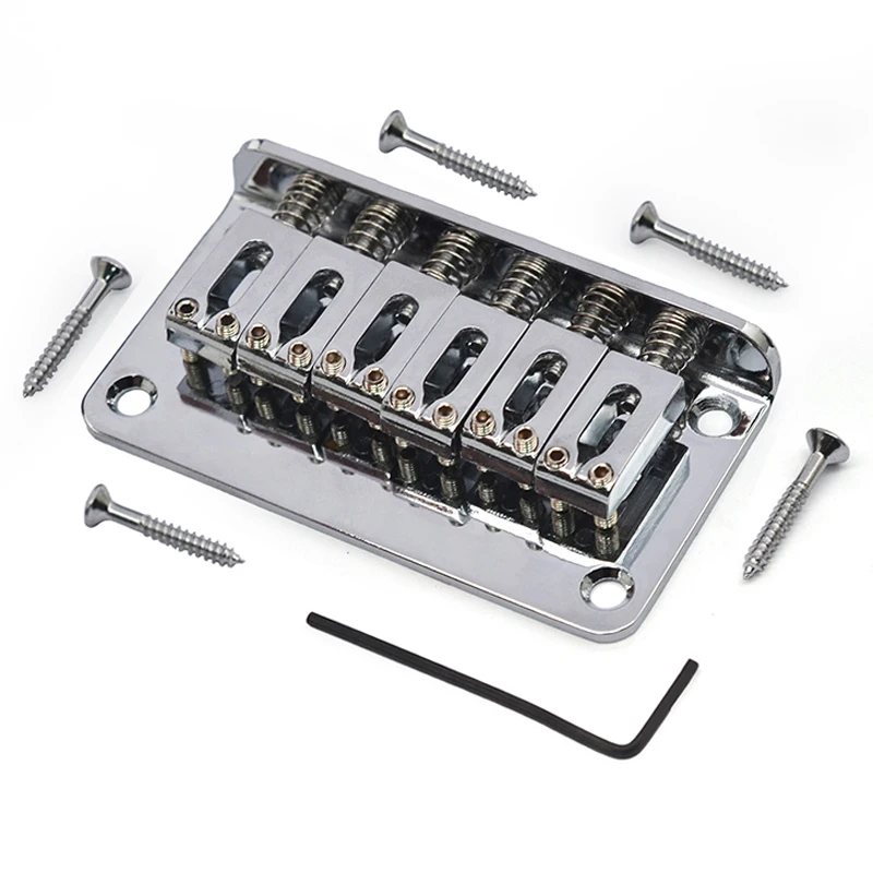 6현 기타 브리지 78x42MM 고정형 일렉트릭 기타 브리지 기타 테일피스 블랙/크롬