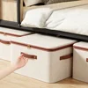Linen Zipper Storage Boxes, Non-Woven Fabric Clothing Organizer Bins for Home Bedroom Closet Organization,Include Good Helpers 2