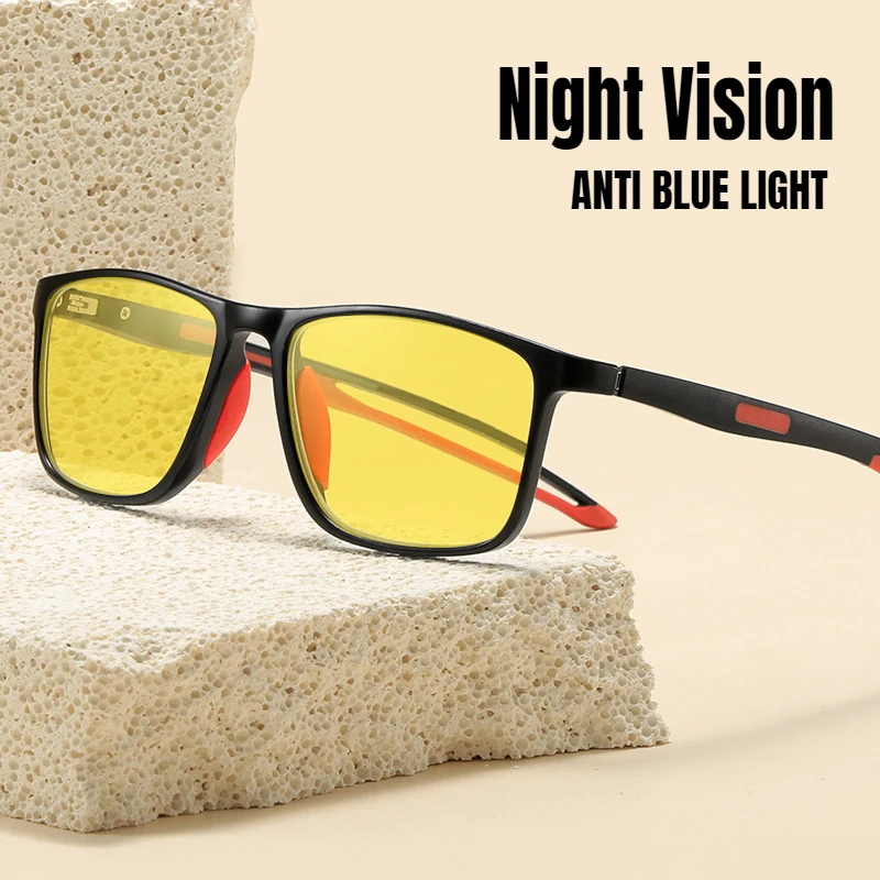 Sports TR90 Night Vision Goggles for Men Women Ultralight Anti Blue Light Eyewear Outdoor Sunglasses Night Driving Glasses