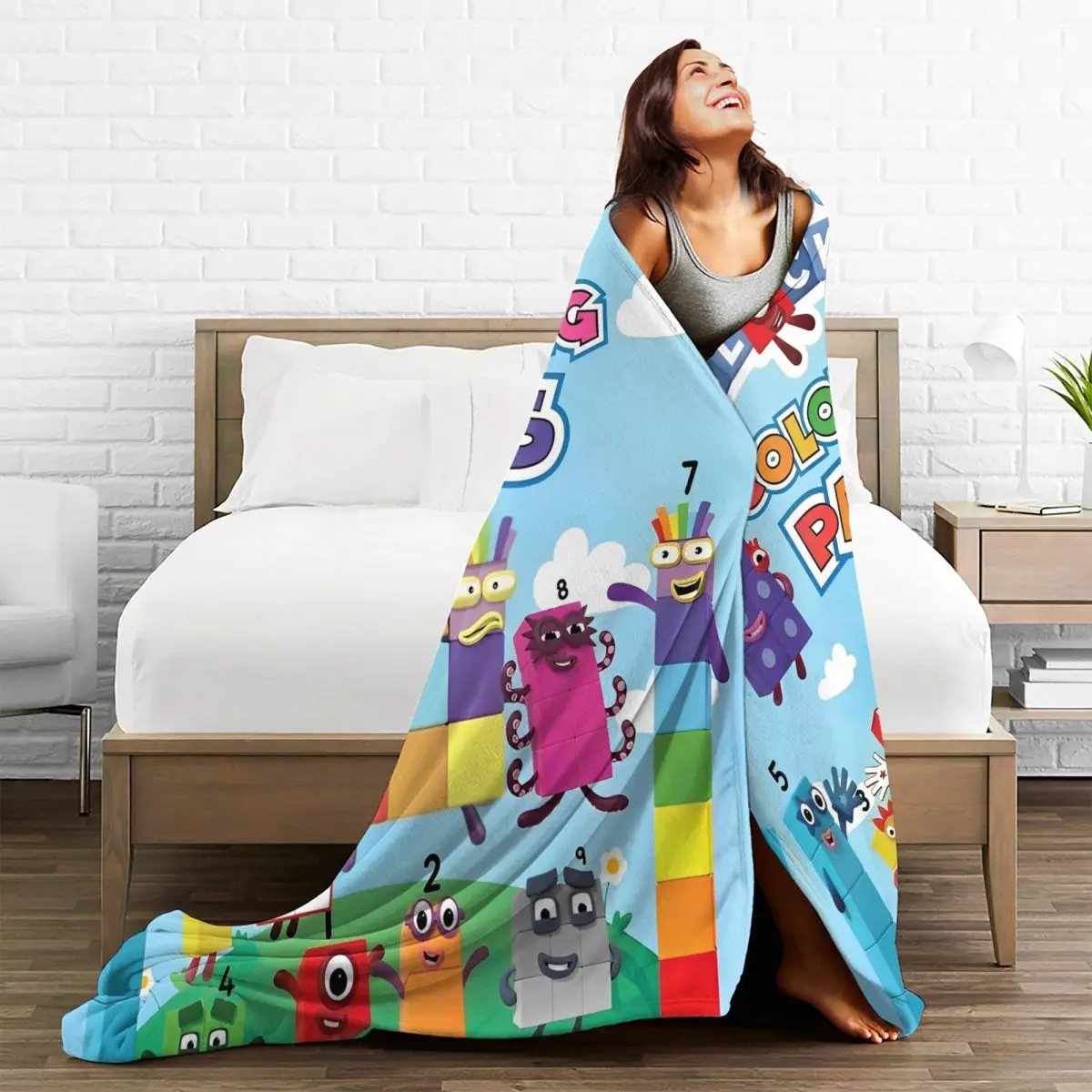 N-Numberblocks-s Cartoon Blankets Flannel Summer Air Conditioning Anime Multi-function Warm Throw Blanket for Sofa Bedspreads 3