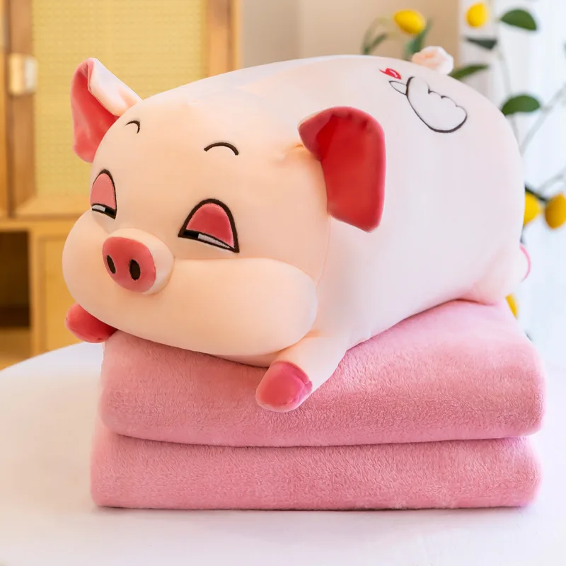 

Creative Cartoon Cute Animal Stuffed Hamster Husky Pig Three-in-one Pillow Cushion Plush Toy Doll Car Office Lunch Break Blanket