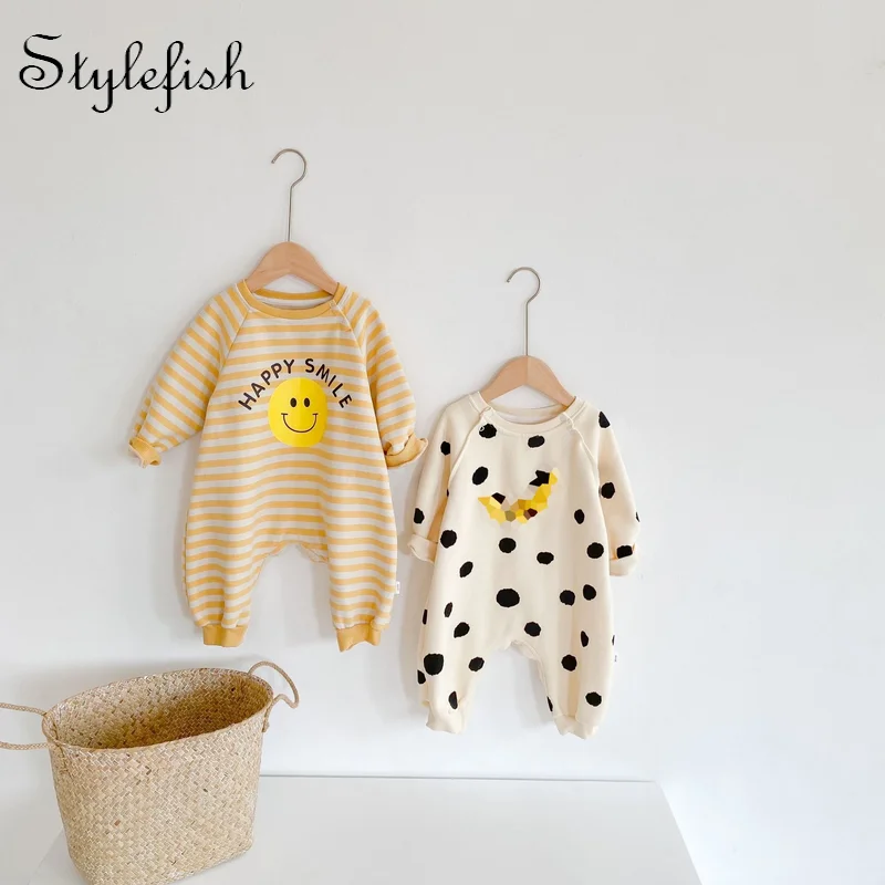 

ins 2022 newborn baby jumpsuit winter fleece baby cartoon jumpsuit for boys and girls baby long-sleeved romper