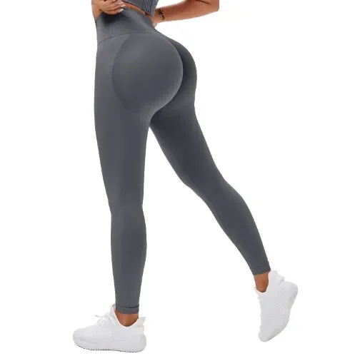Seamless Knitted Leggings Fitness GYM Pants Women's High Waist Leggings Hips Tight Peach Buttocks High Waist Nude Yoga Pants