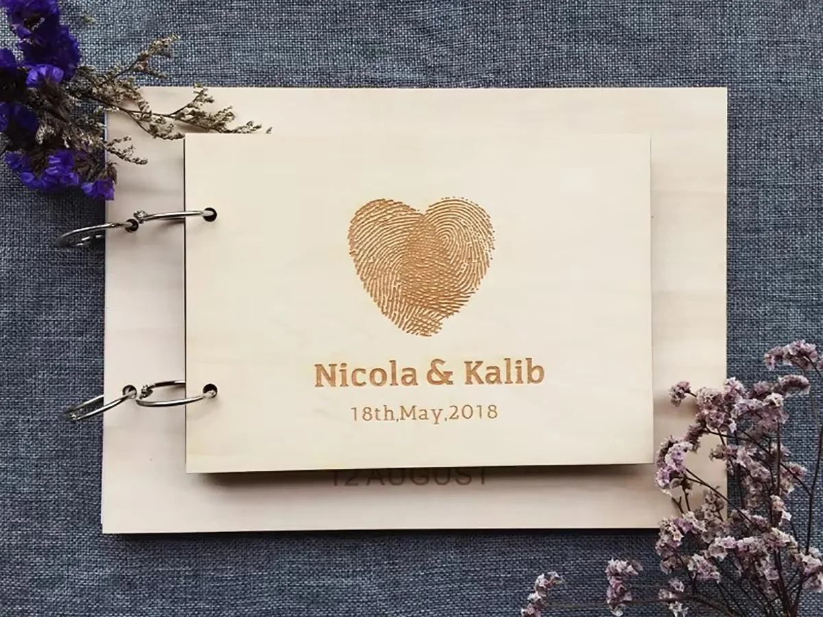 Rustic Wooden Photo Album,Personalized Laser Engraved Wedding Guest Book,Anniversary,Birthday Gifts,Travel Memory Book,Scrapbook