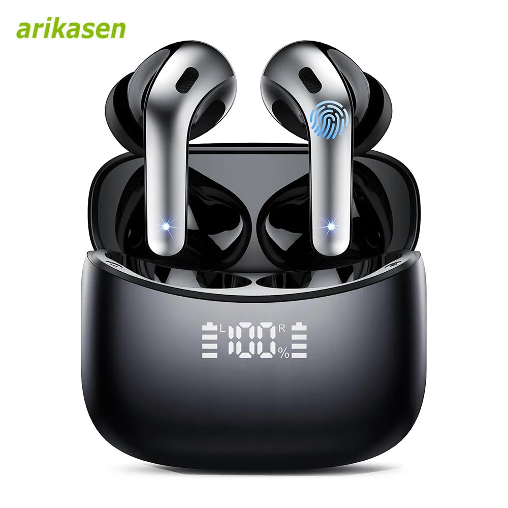 

Wireless Earbuds Bluetooth Headphones 52 Hrs Playtime IPX7 Waterproof 4 Mic Call Noise Cancelling with LED Display Charging Case