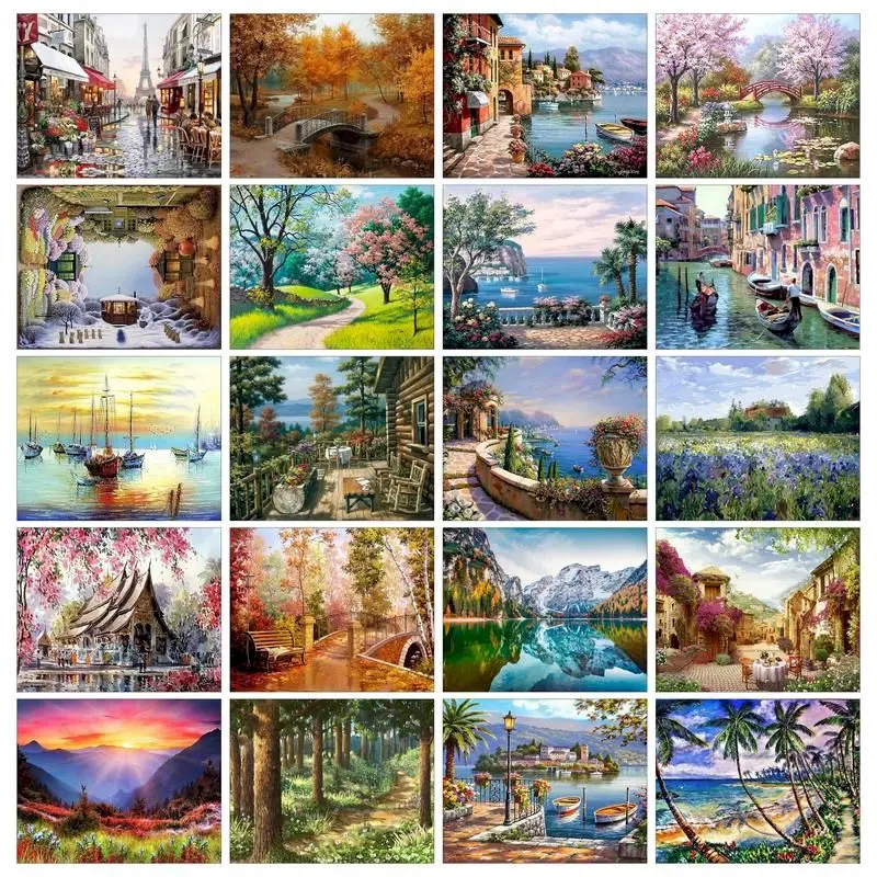 

GATYZTORY Acrylic Painting By Numbers Scenery Oil Pictures On Canvas Coloring By Number For Adults Frame Home Decoration