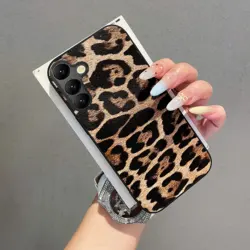 Luxury Leopard Print Artificial PU Leather Phone Case Cover - S24 FE (Brown)
