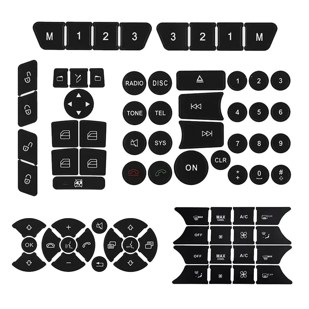 PVC Car Repair Stickers Panel A/C Radio Button Decals for Mercedes Benz W204 S204 C204 R172 W218 W212 C207 A207 R231 W176 W246 1