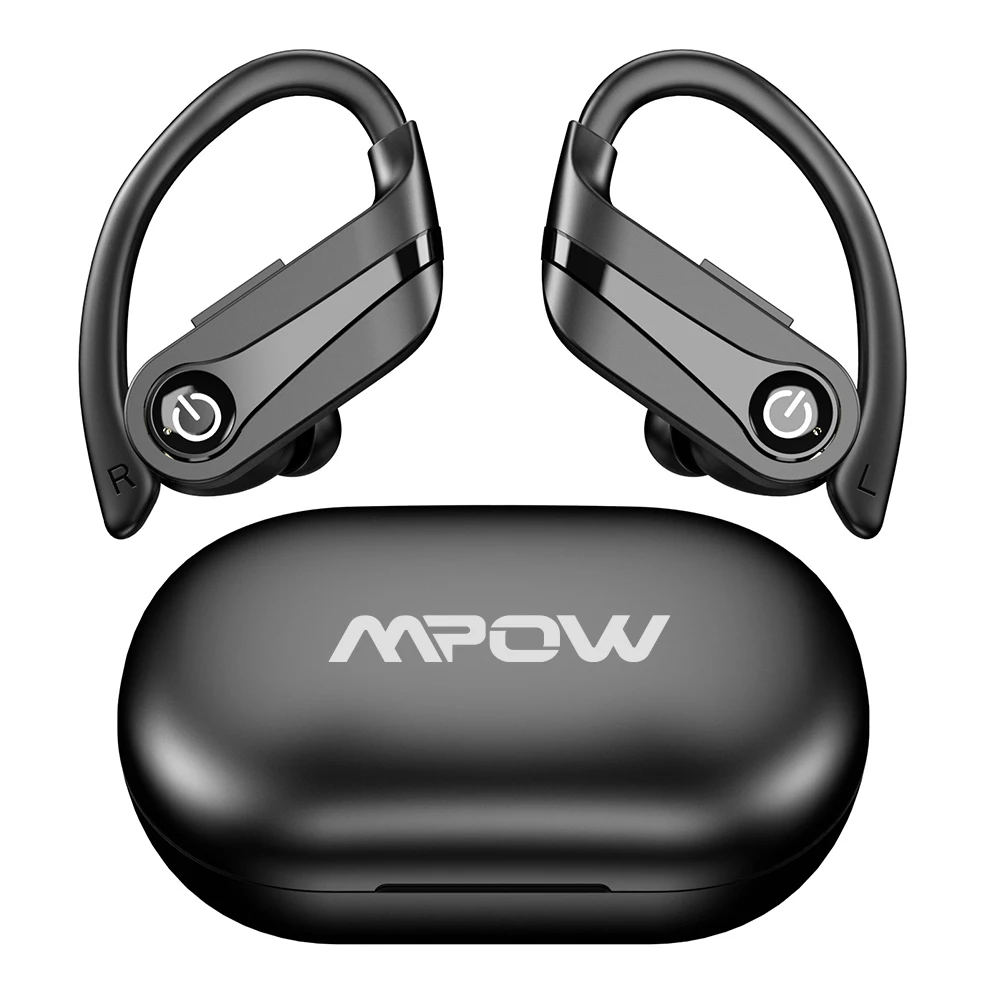 Mpow-Earbuds sem fio com microfone, Q63, Bluetooth 5.3, IPX7 impermeável, 200H, ganchos para esportes, corrida, treino, academia