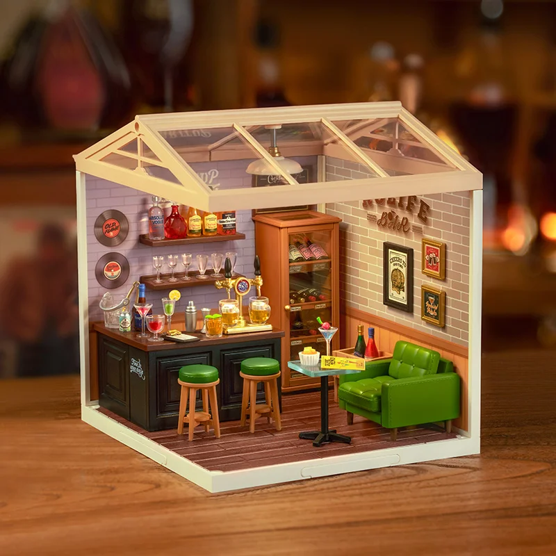 Robotime Rolife Super Creator Series Plastic Dollhouse Building Blocks for Kids Yum Burgers Leisurely Cheers Bar Sweet Sips Tea 5