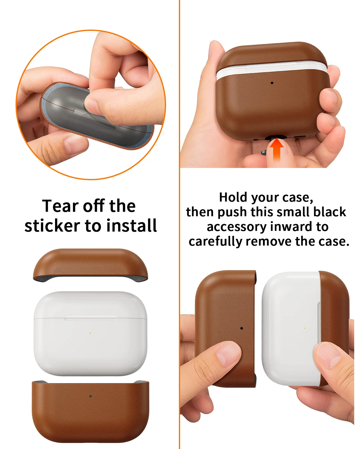 Eary for Apple AirPods Pro 3rd Gen Case Cover With Genuine Leather Protective Sleeve With Keychain Shockproof for Women & Men