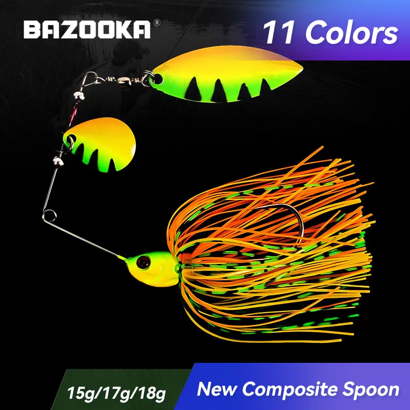 Bazooka 15g 18g Spinnerbait Fishing Lure Wire Bait Metal Spinner Buzzbait Swimbait Hook JIG Kit Skirt peche For Bass Pike Winter bazooka swim jigs kits 6 8g fishing lure octopus squid silicone bait spinnerbait sharp hook spinners segmented bass pike tail