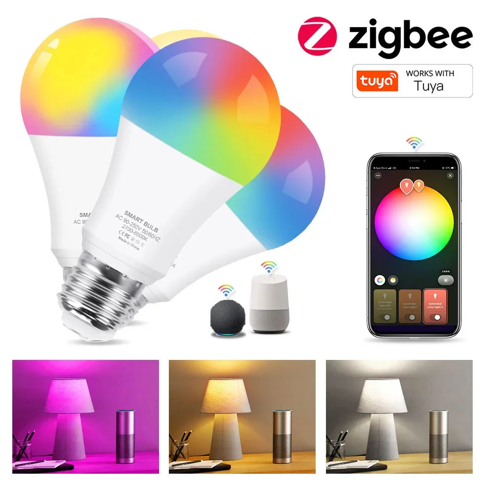 18w Zigbee 3.0 Led Light Bulb Rgb+ww+cw E27 Tuya Smart Home Led Lamp