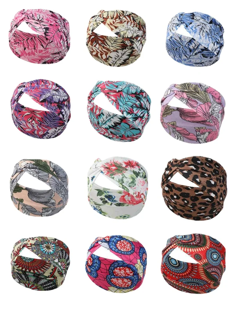 Fasce Elastiche Elastiche Per Capelli Da Donna Yoga Stampa Fitness Ciclismo Running Sweatband Fascia Sportiva Fasciatura Uomo Donna Fascia Larga