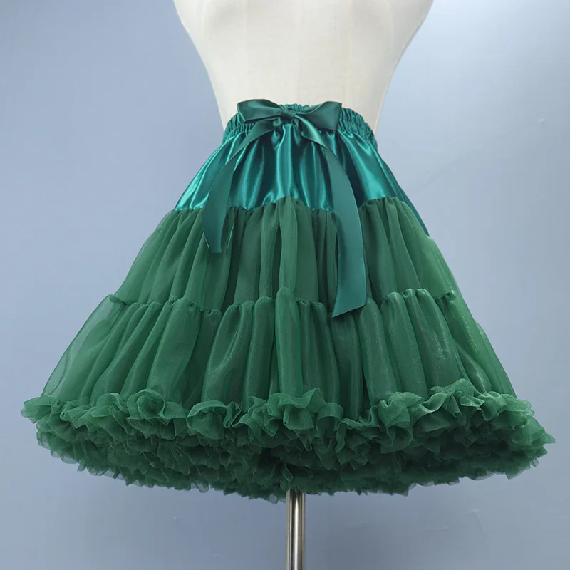 Women Petticoat Green 40cm Tulle Puffy Short Vintage Wedding Bridal Petticoat Underskirt Rockabilly Tutu