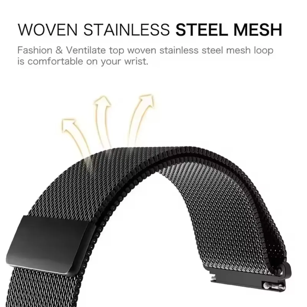 Elegant Metal Milanese Strap - 20mm/22mm - Comfortable Bracelet in Silver