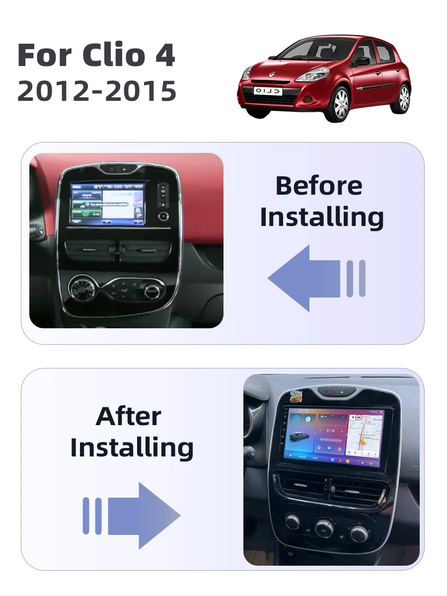 8-Kern-Carplay-Autoradio für Renault Clio 4 BH98 KH98 2016-2019 QLED-Bildschirm GPS 2-DIN-Headunit Multimedia 4G RDS BT Videoplayer – Detail 2