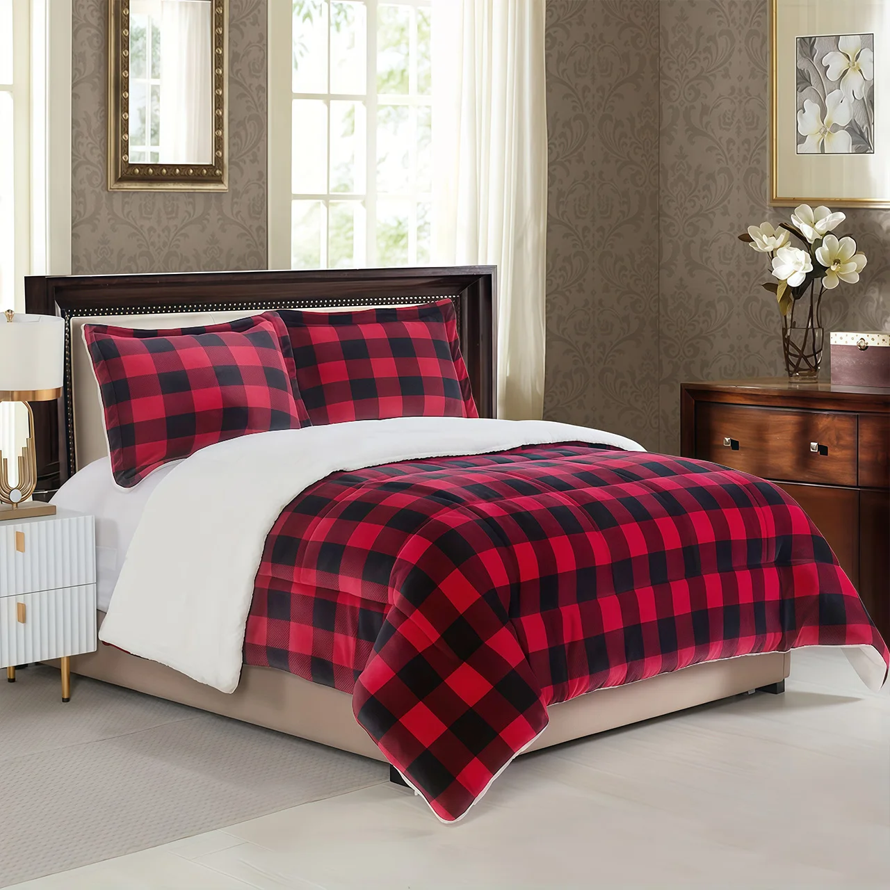 Sherpa Fleece Buffalo Plaid Blanket 1