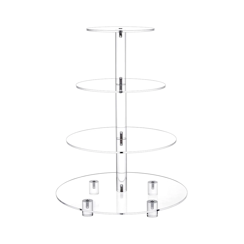 Jusalpha WCS02 Alzata Rotonda A 3 Ripiani In Vetro Acrilico – 25,4, 30,5, 35,5 Cm – Espositore Per Torte Nuziali, Cupcake, Dessert