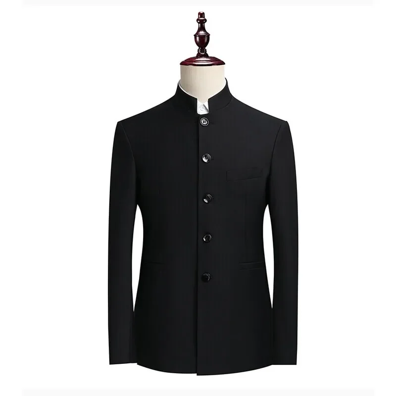 Blazer Men Fashion Gentleman Business Slimming Outdoor Zhongshan Suit Trendy Banquet Host Casual Wedding Stand-up Collar Blazer - 4