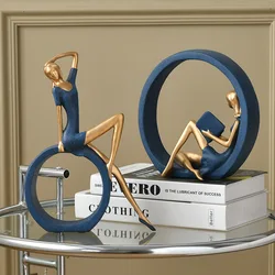 Elegant Women Reading Figurine Sculpture - Artful Home Decor for Living Room, Bedroom, or Bookshelf (A suit of)