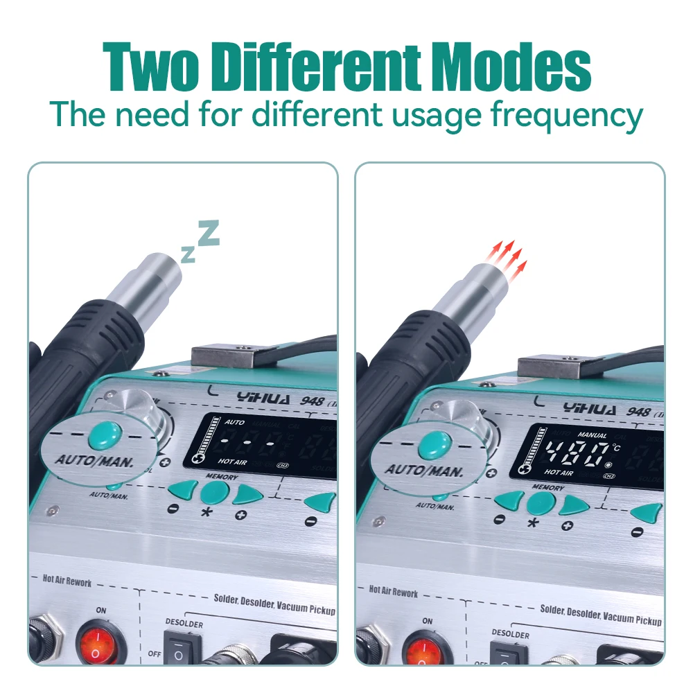 YIHUA 948-II Soldering Station 780W 4 In 1 Hot Air Gun Soldering Iron Suction Pen Desoldering Station Rework Welding Repair Tool 6