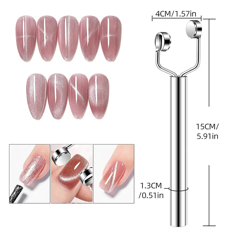 3 IN 1 Cat Eye Nail Art Magnet Y-Shaped Double Head