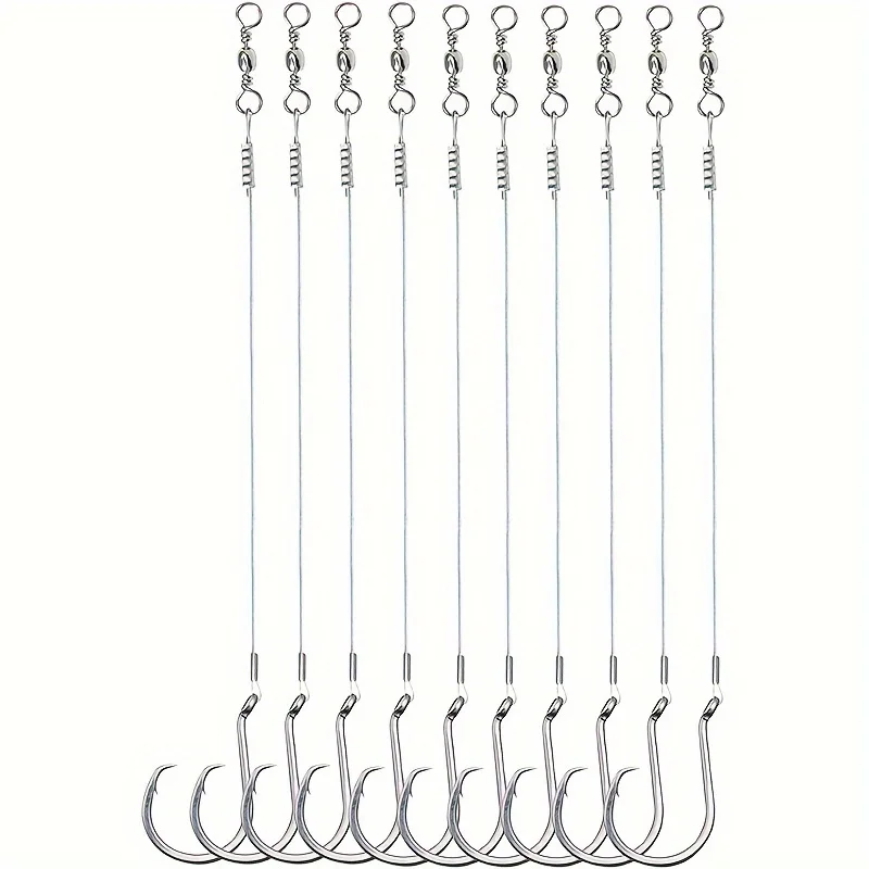 Saltwater 7385 Steel Circle Hook Rigs,Octopus Offset Fishing Hooks Leader Wire for Catfish Bass