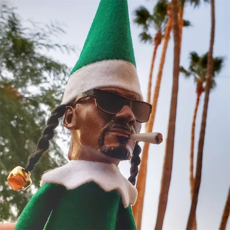 Snoop on A Stoop Christmas Elf Doll Spy on A Bent Christmas Elf Doll Home Decoration Resin Ornament New Year Gift Toy