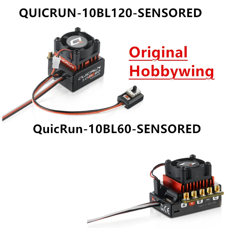 

Original Hobbwing QUICRUN 10BL120 Sensored 120A / 10BL60 Sensored Brushless ESC Speed Controller For 1/10 1/12 RC Mini Car