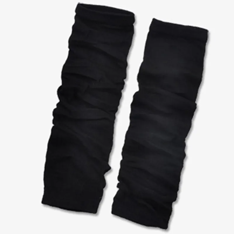 Symphonyw Lange vingerloze handschoenen voor dames, gestreepte gebreide armwarmers, zachte winterarmwarmer met duimgat, zwart wit, 30