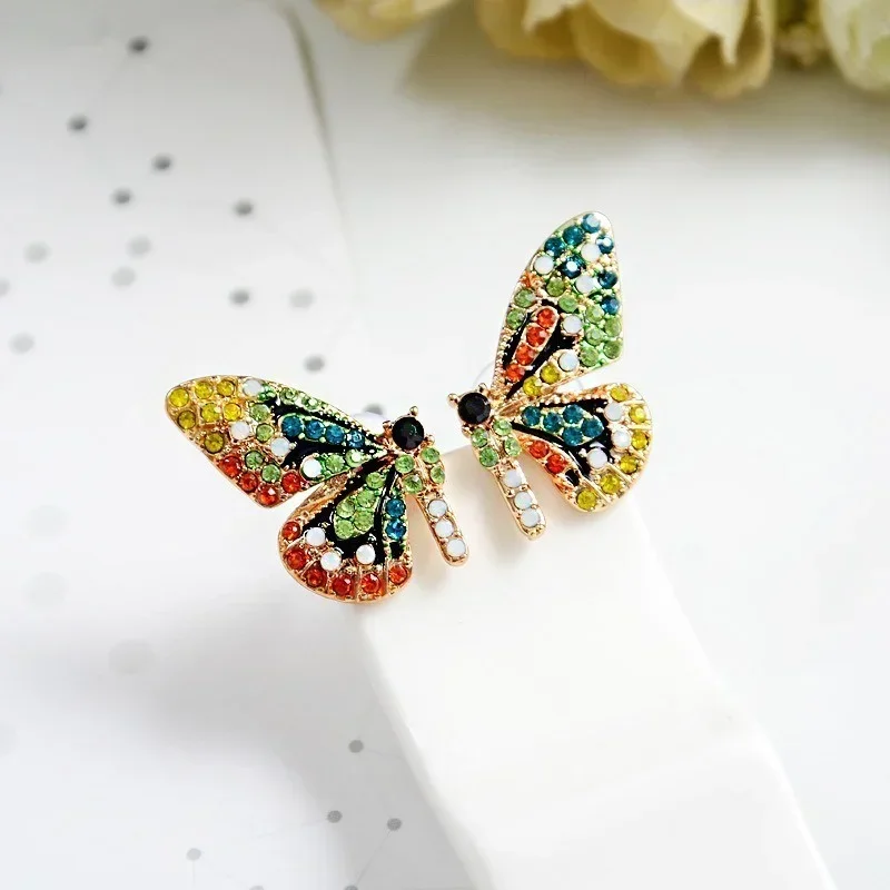 Stud Earrings Delysia King Colorful Crystal Butterfly Ear Stud Women Trendy Dream Elegant Temperament Earrings Studs