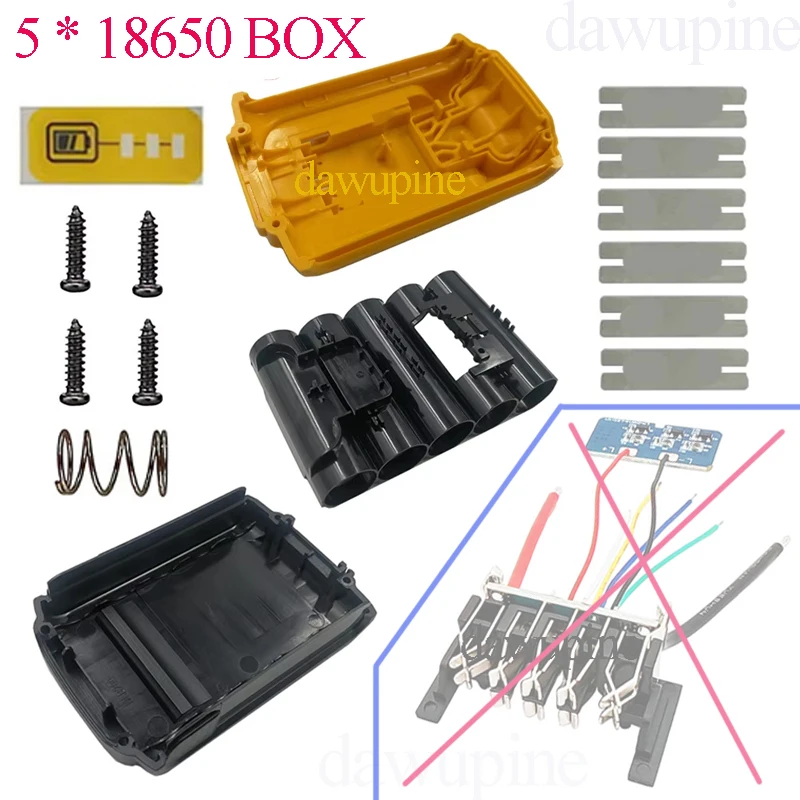 DeWalt 20V 리튬 이온 배터리 케이스 하우징 쉘 XR DCB183 DCB182 DCB200 DCB203 18V 리튬 배터리 5X18650 박스 DCB112