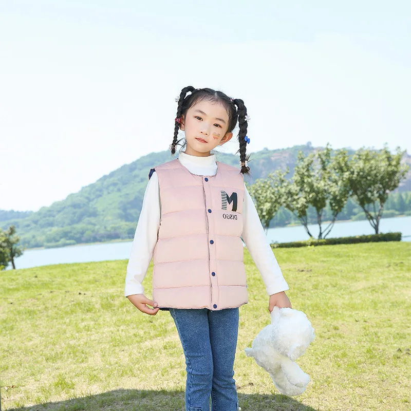 45세, 12세 어린이용 초경량 80% 화이트 덕다운 조끼 2025년 신상 여아용 얇고..