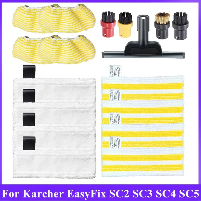 Premium Microfibre Steam Mop Cloth with Glass Scraper and Nylon Brush Accessories