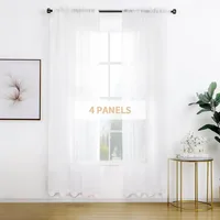 4 Panels White Sheer Curtains 108 inches Long Rod Pocket Semi Sheer Curtain Translucency Balance Privacy Voile Window Drapes 2