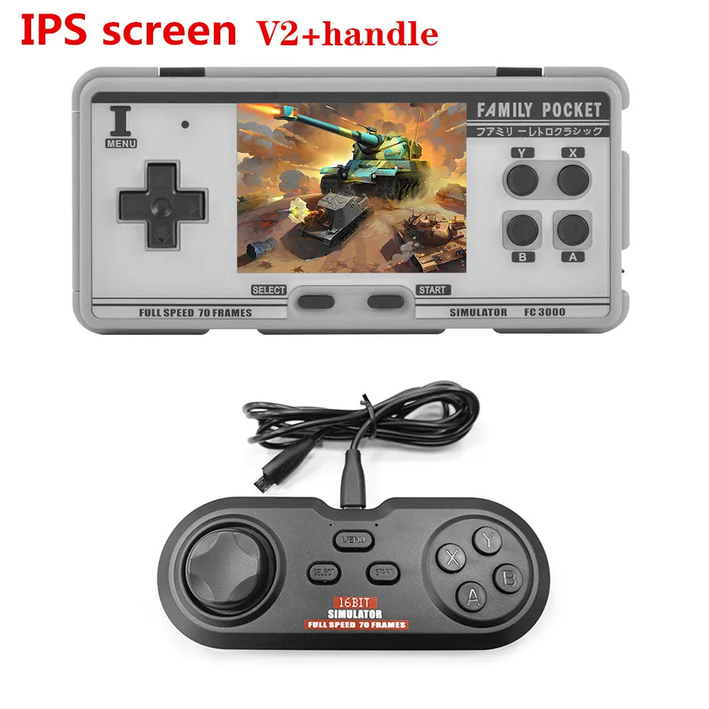 FC3000 V2 3.0 Inch IPS Screen Classic Handheld Gaming Console Built in 4000+ Games 10 Simulator Children Video Game Console 
