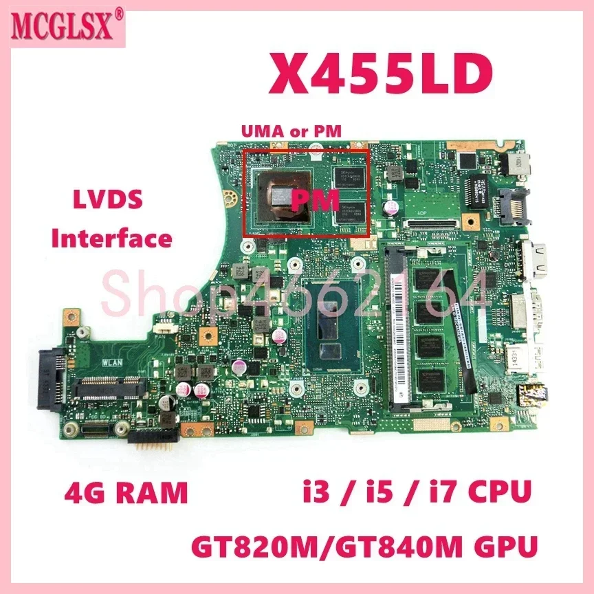 X455LD i3 i5 i7 CPU Mainboard For ASUS X455L X455LF X455LJ X455LD