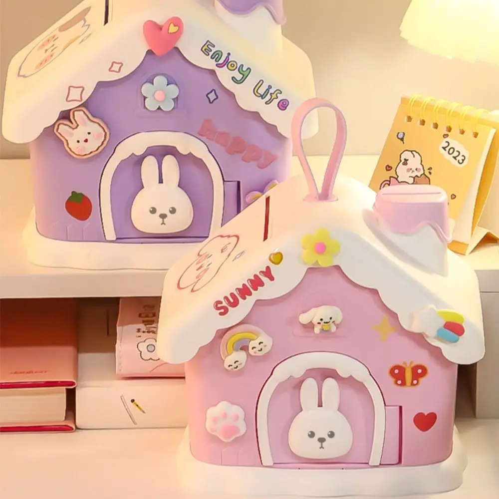 Description Picture 4 of itemPortable Mushroom House Money Box Plastic Key Lock Cash Box Students Creative Piggy Bank Safe Savings Jar For Kids Adults Gift