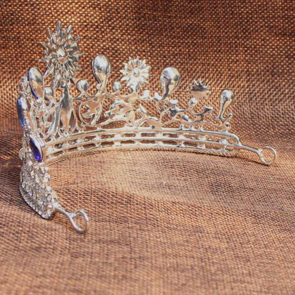 Wedding Prom Bridal Crown Rhinestone Crystal Decor Headband The Decorations Tiara Veil Headgear 4