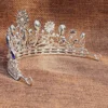Wedding Prom Bridal Crown Rhinestone Crystal Decor Headband The Decorations Tiara Veil Headgear 4