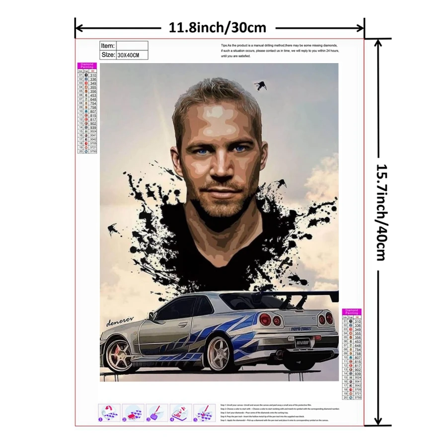 Découvrez la Peinture aux Diamants Voiture Paul Walker – Un Hommage  Émouvant à Fast \u0026 Furious, image size:900x900