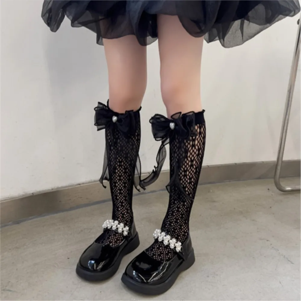 Girls Socks Hollow Out Thin Section Three Yarn Knot Love Princess Baby Socks Lolita Stockings girls socks