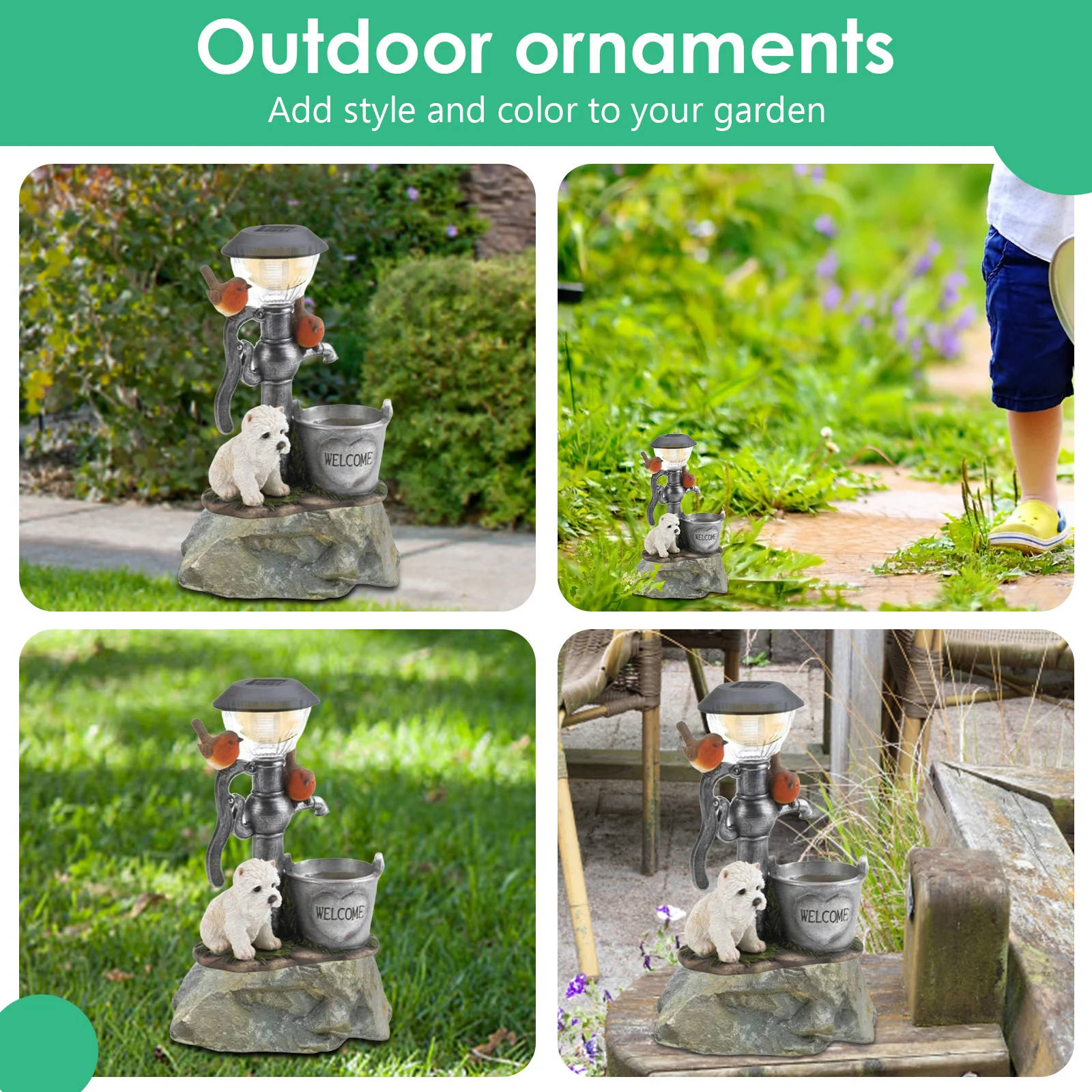 Solar LED Animals Figurine Resin Light Decorative Figurine With Light Outdoor Garden Lawn Holiday Gifts Home Decor For Courtyard