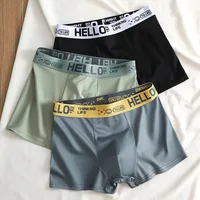 Men's Mid-Waist Thin Briefs Breathable Comfortable Large Size Sports Boxer Shorts Youth Flat Briefs Underwear Polyester Fiber 2