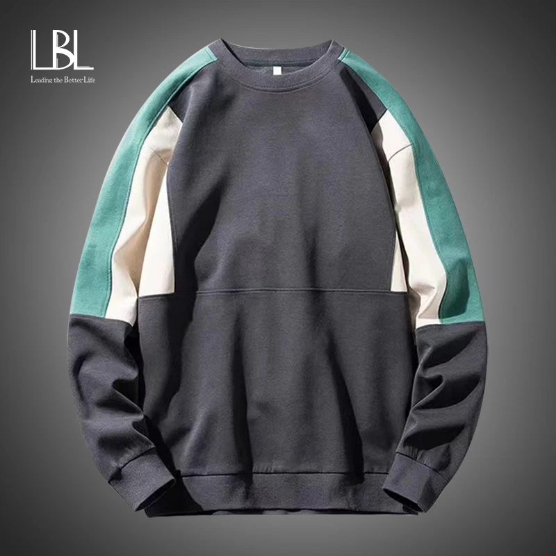

Men Patchwork Sweatshirt Fashion Oversized Casual Hoodie Harajuku Streetwear Sweatshirts New Man Long Sleeve Crewneck Tops 4XL